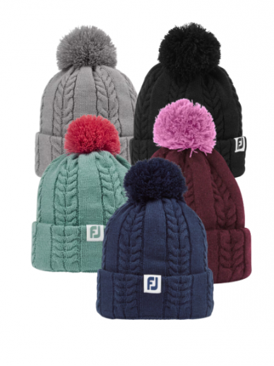 FootJoy Moteriška Cable Knit Bobble žieminė kepurė  2